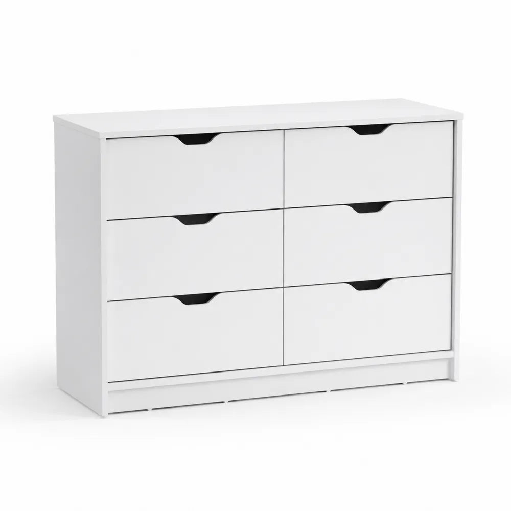 Kommode mit 6 Schubladen Weiß Holz 120x80x40cm