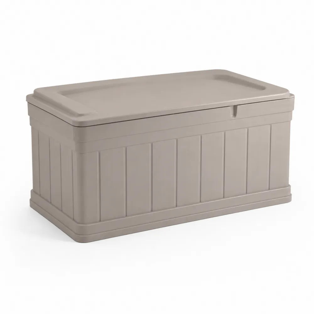 Gartentruhe aus Kunststoff Beige 112x49x54 cm