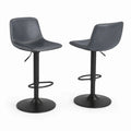 2er-Set Barhocker Metall mit Grauem Kunstleder Höhenverstellbar