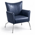 Lounge Sessel Kunstleder Blau mit Metallbeinen