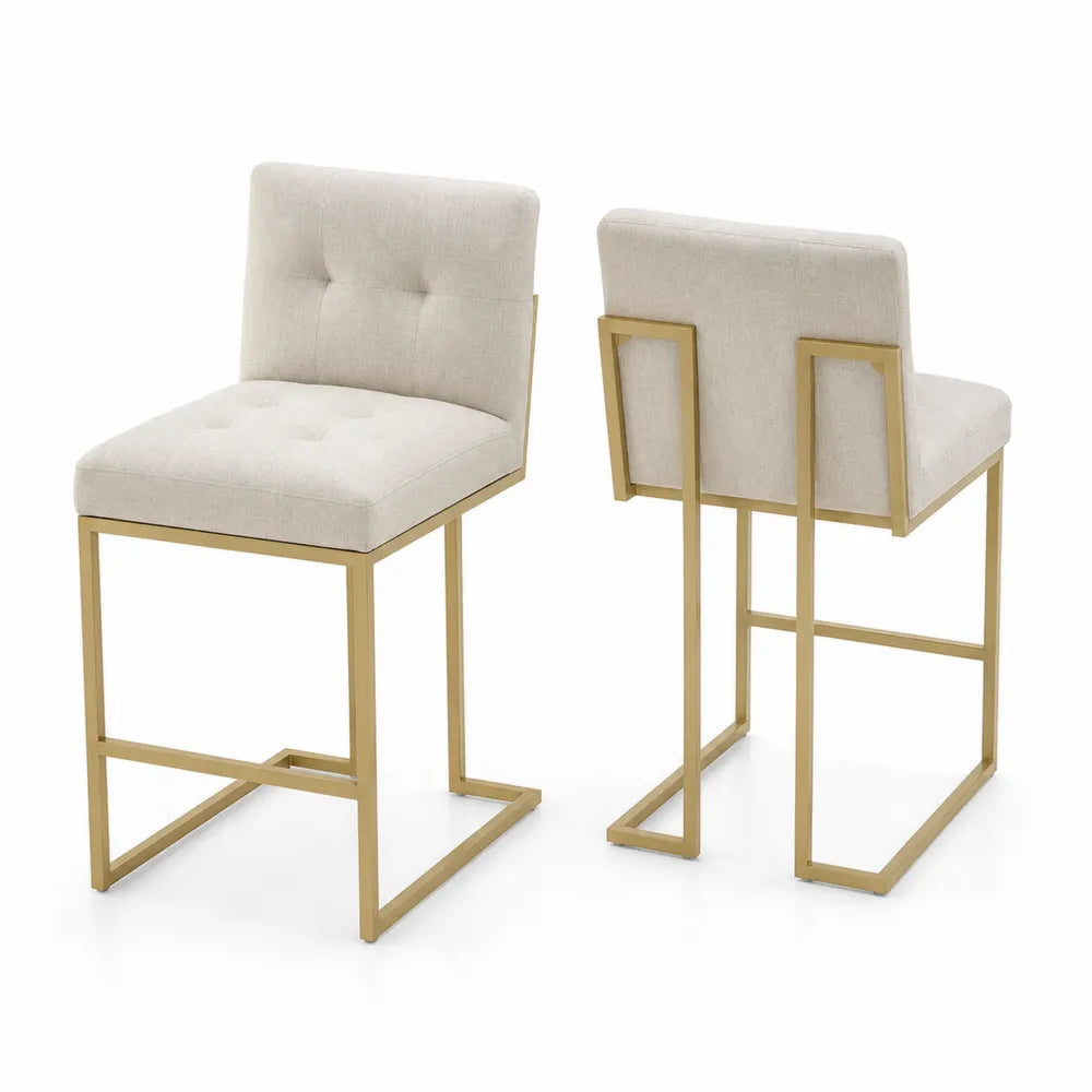 2er-Set Barhocker Metallgestell Beige