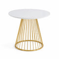 Runder Tisch Weiß MDF Gold Metall 75 cm