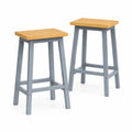 2er-Set Barhocker aus Holz und Metall in Grau und Natur, Höhe 75 cm